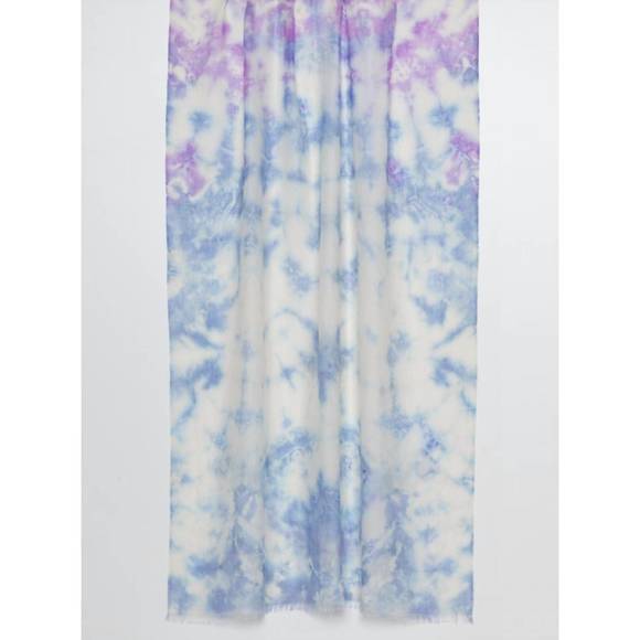RE-PURCHASE - NEW KINROSS tie dye print scarf in sky multi - Picture 1 of 1